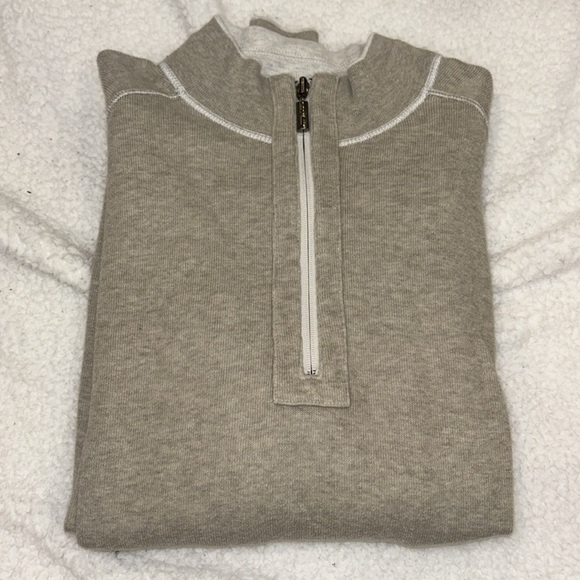Tommy Bahama Beige Reversible Half Zip - Picture 1 of 6